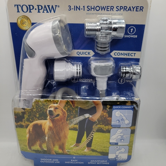Top Paw 3-In-1 Shower Sprayer Quick Connect Indoor Outdoor New Sealed - Picture 1 of 9